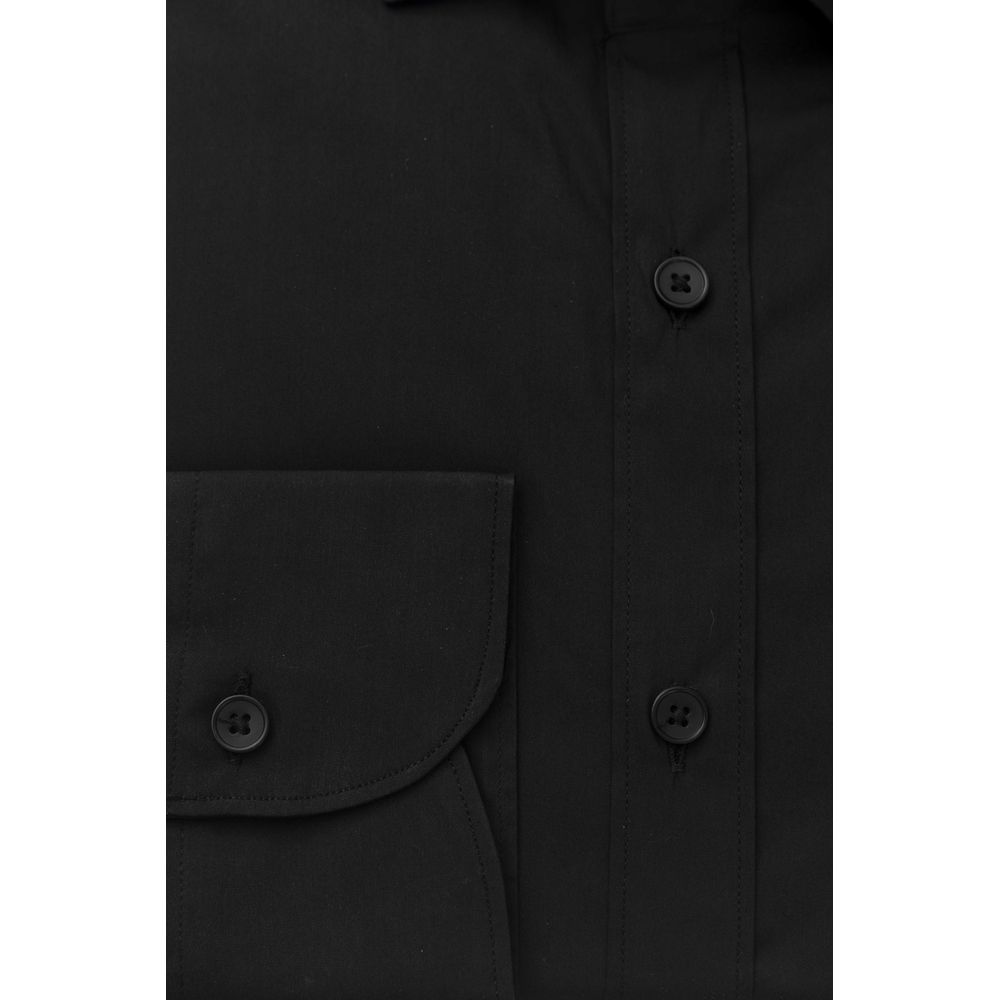 Bagutta Black Cotton Men Shirt with French Collar